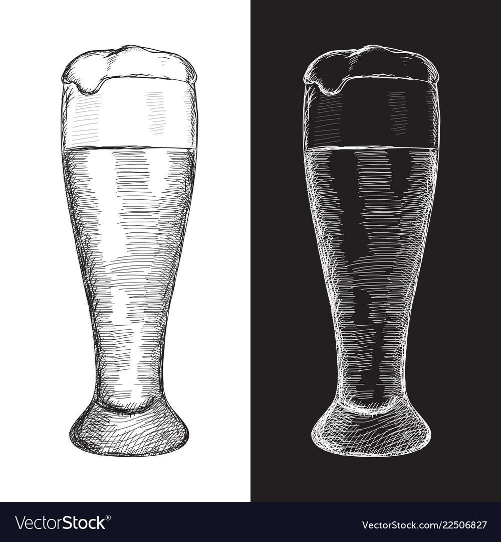 Glass of beer hand drawn sketch