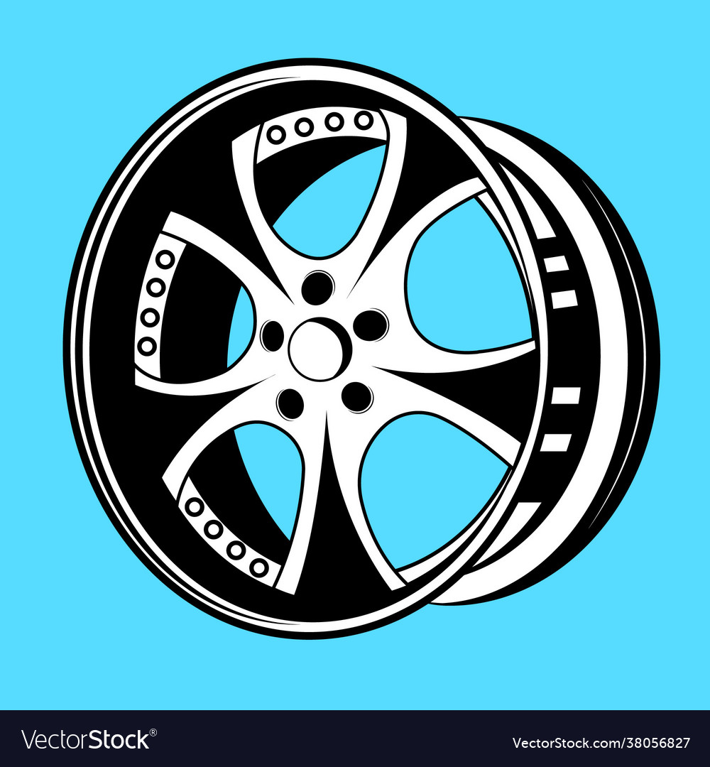 Isolated monochrome car wheel rim image