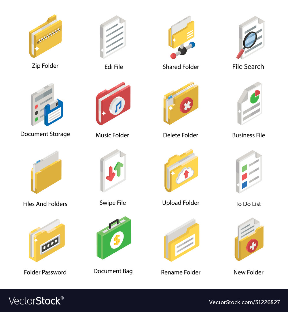 Isometric File & Folder Icons