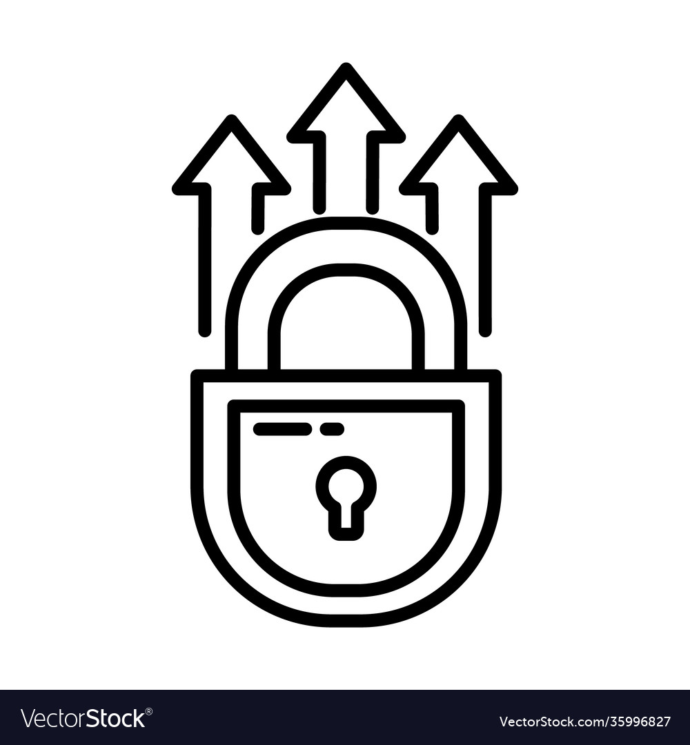 Padlock with arrows up half line style