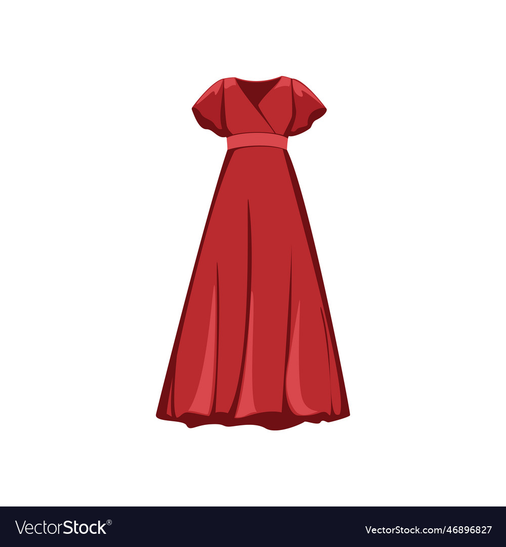 Red female gown for party cartoon