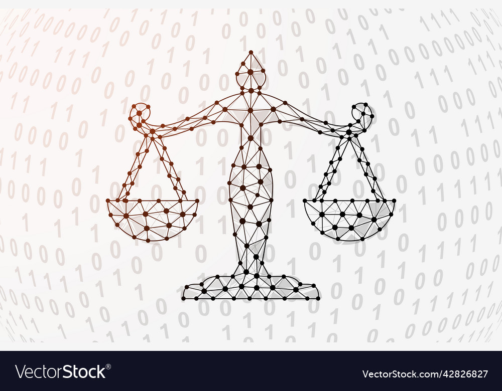 Scales 3d low poly symbol with binary code