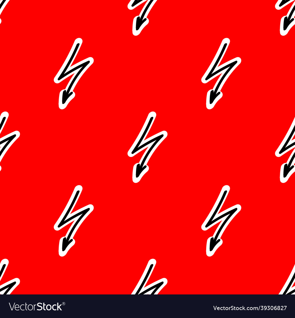 Seamless pattern with lightning on a red backdrop vector image Seamless pattern with lightning on a red backdrop