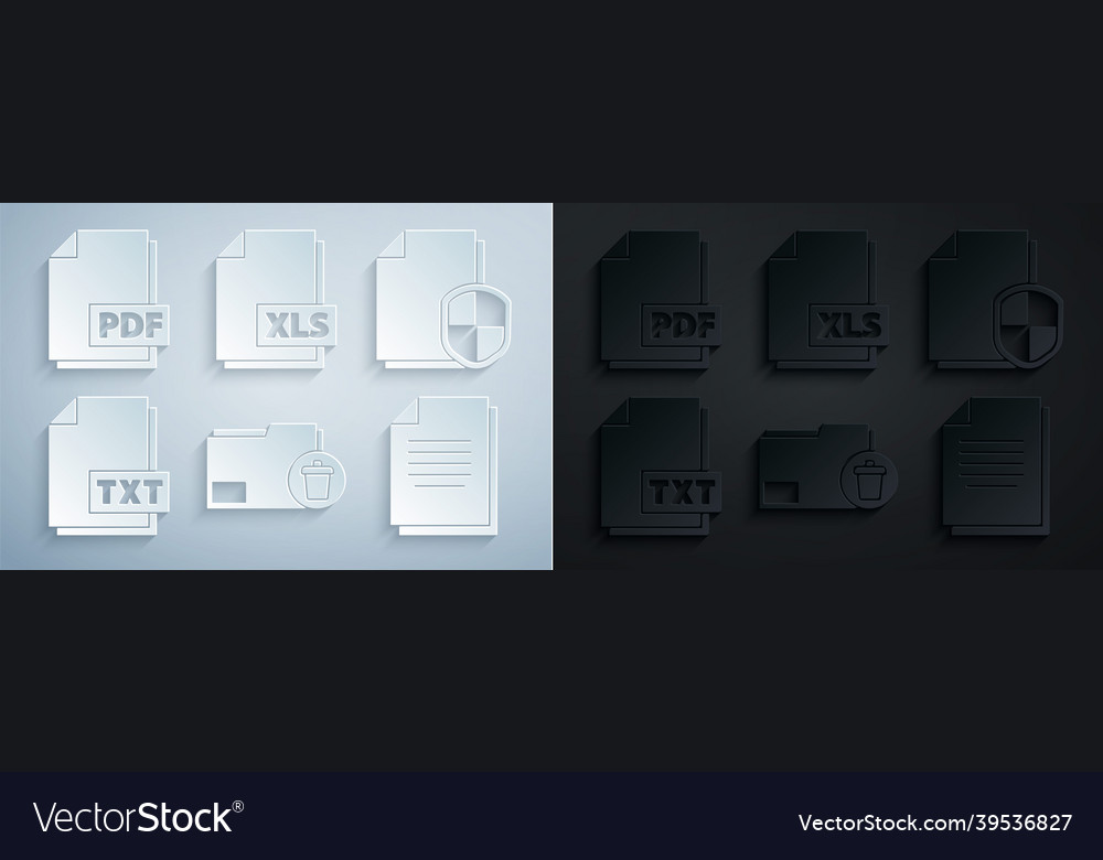 Set delete folder document protection concept vector image Set delete folder document protection concept