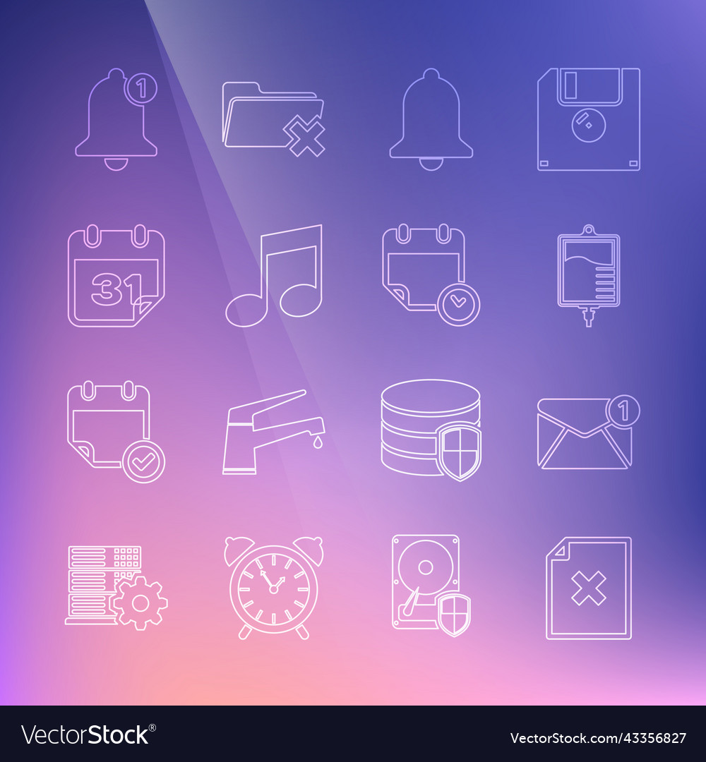 Set line delete file document new email incoming Vector Image Set line delete file document new email incoming