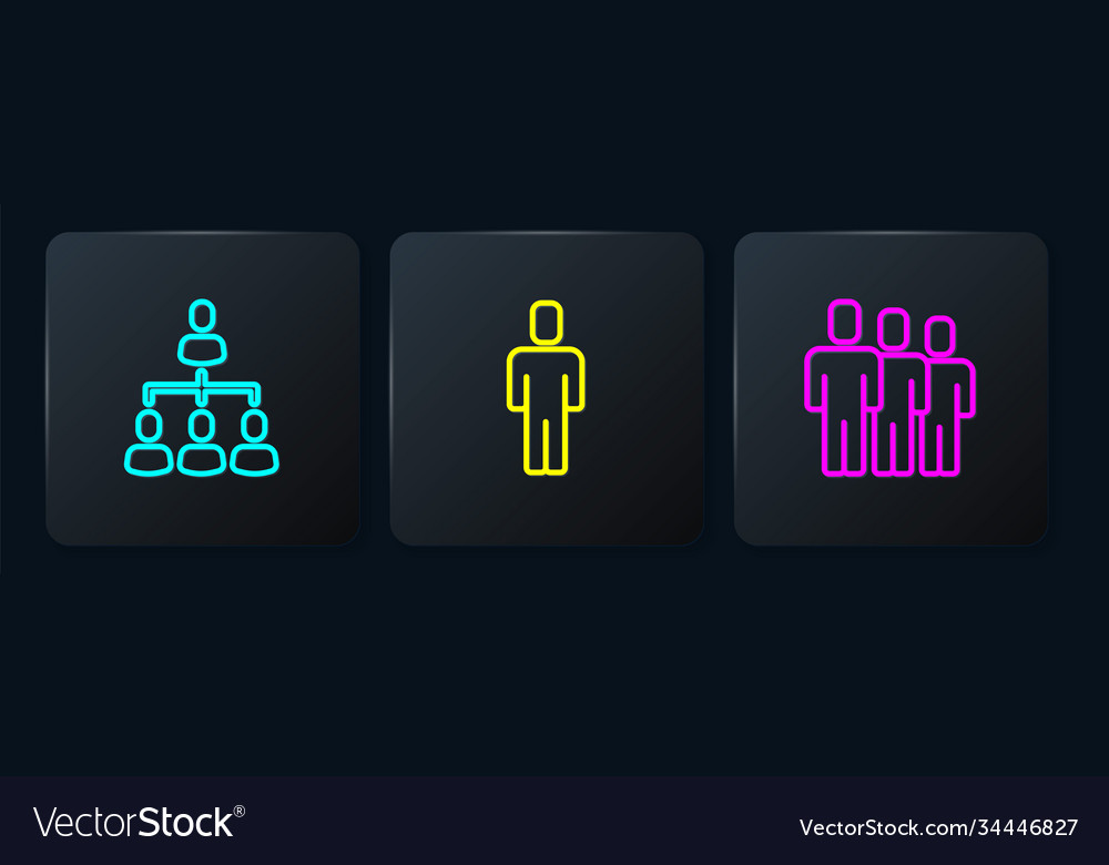Set line hierarchy organogram chart users group vector image Set line hierarchy organogram chart users group
