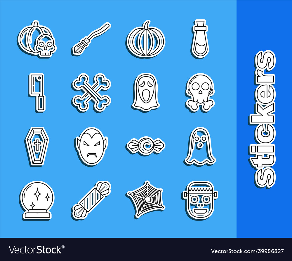 Set line zombie mask ghost skull on crossbones Vector Image Set line zombie mask ghost skull on crossbones