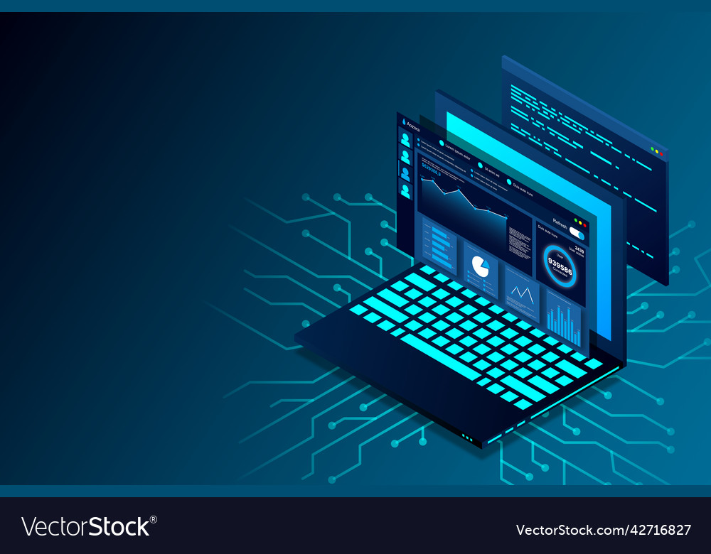 Web design and development isometric vector image Web design and development isometric