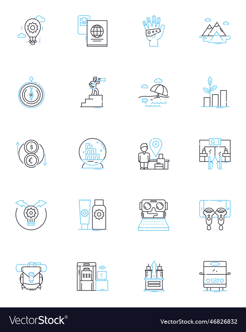 Artificial intelligence linear icons set machine vector image Artificial intelligence linear icons set machine