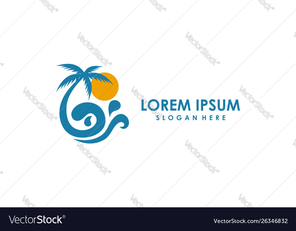 Beach logo design template summer