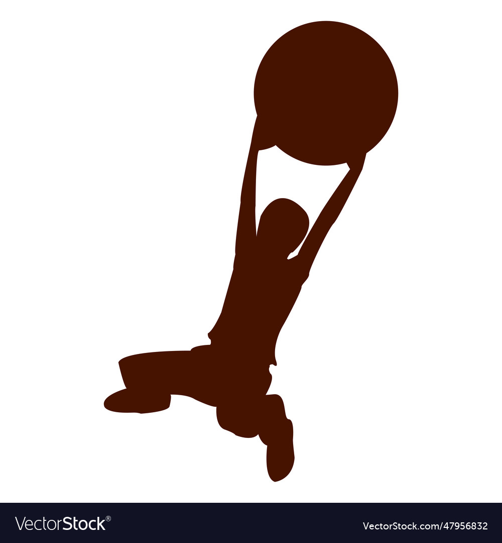 Boy jumping with ball silhouette Royalty Free Vector Image