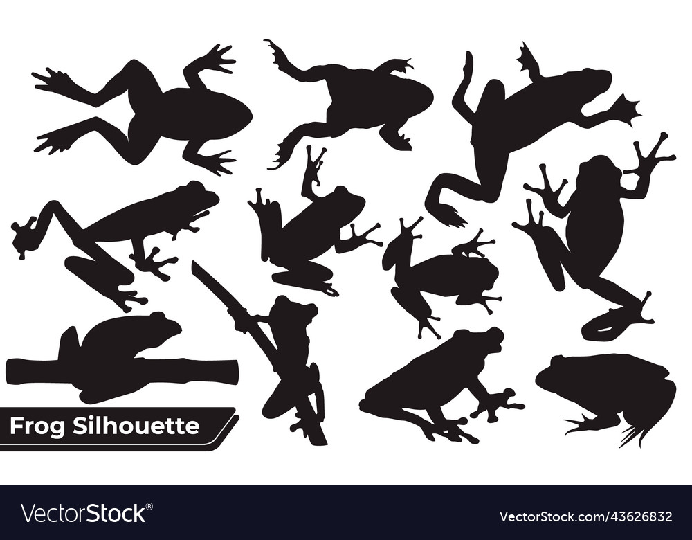 Collection of frog player silhouettes Royalty Free Vector