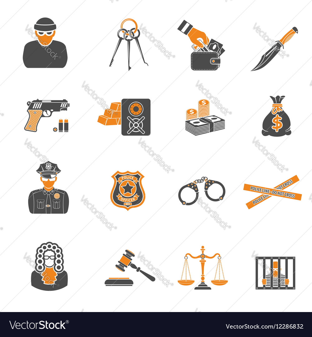 Crime And Punishment Two Color Icons Set Vector Image