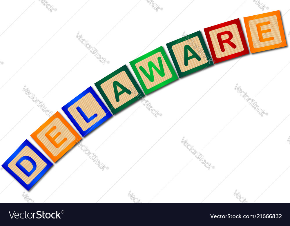 Delaware wooden block letters Royalty Free Vector Image