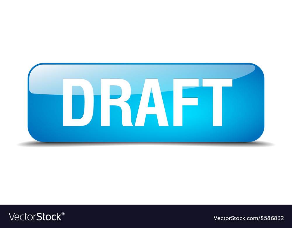 Draft blue square 3d realistic isolated web button