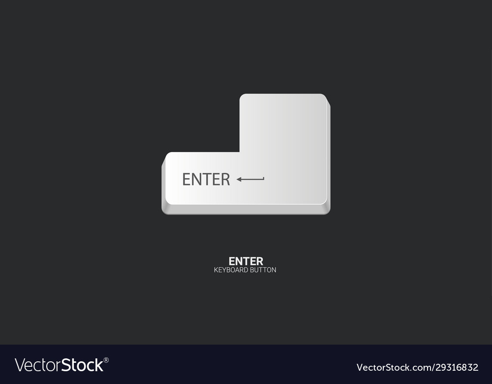 Enter keyboard button on white background vector image Enter keyboard button on white background