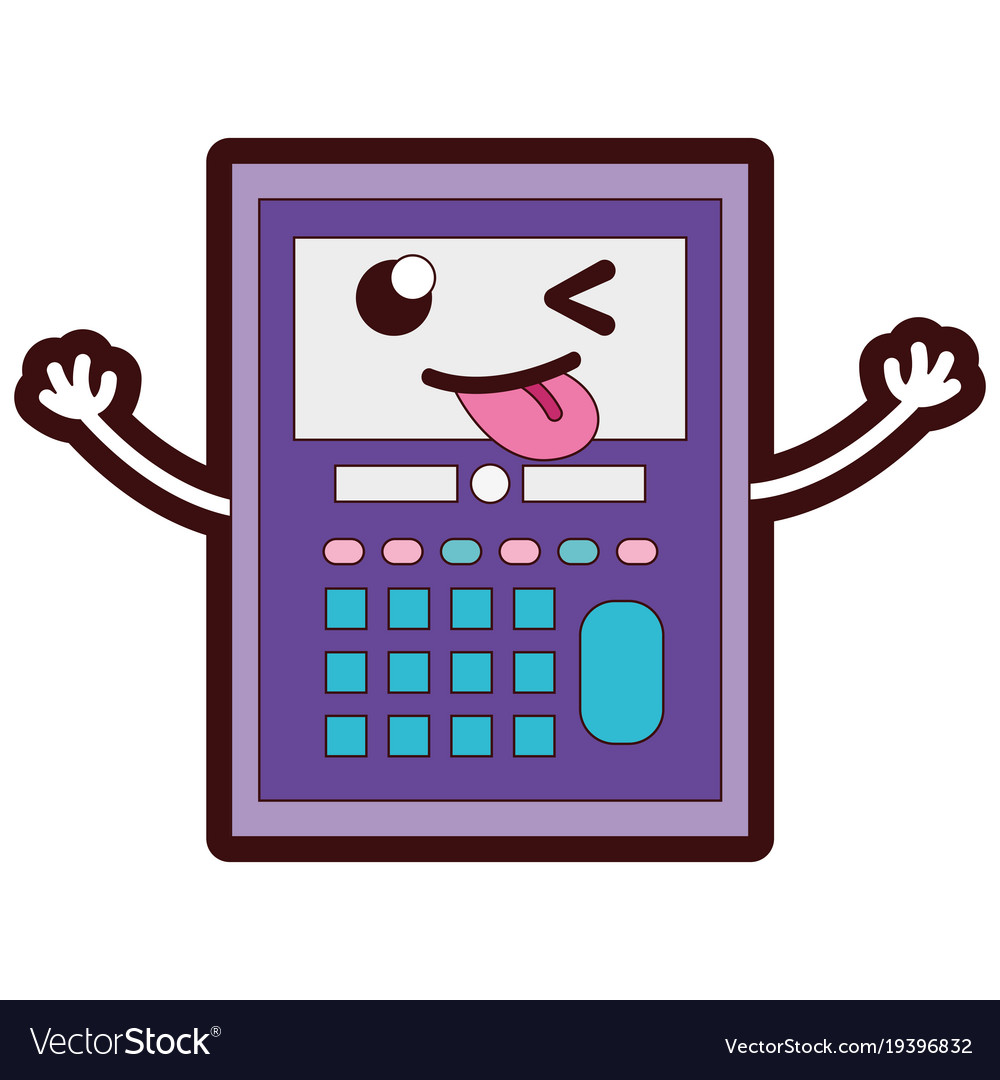 Full color funny calculator object kawaii Vector Image