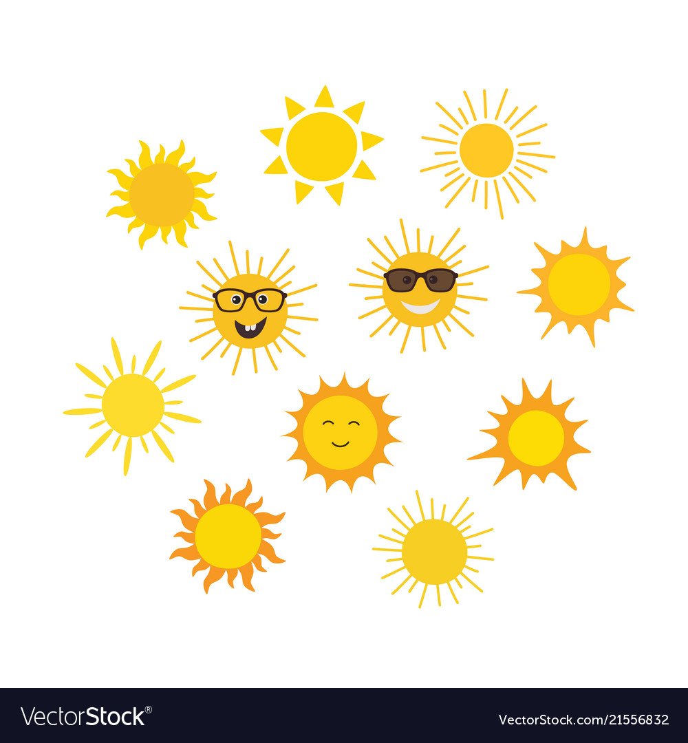 Funny doodle suns vector image Funny doodle suns