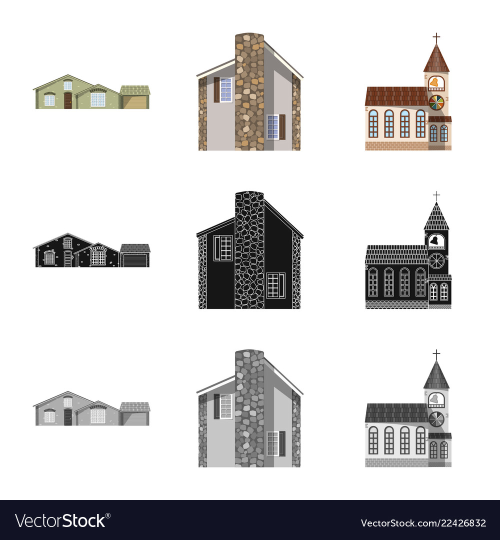 Isolated object of building and front icon vector image Isolated object of building and front icon