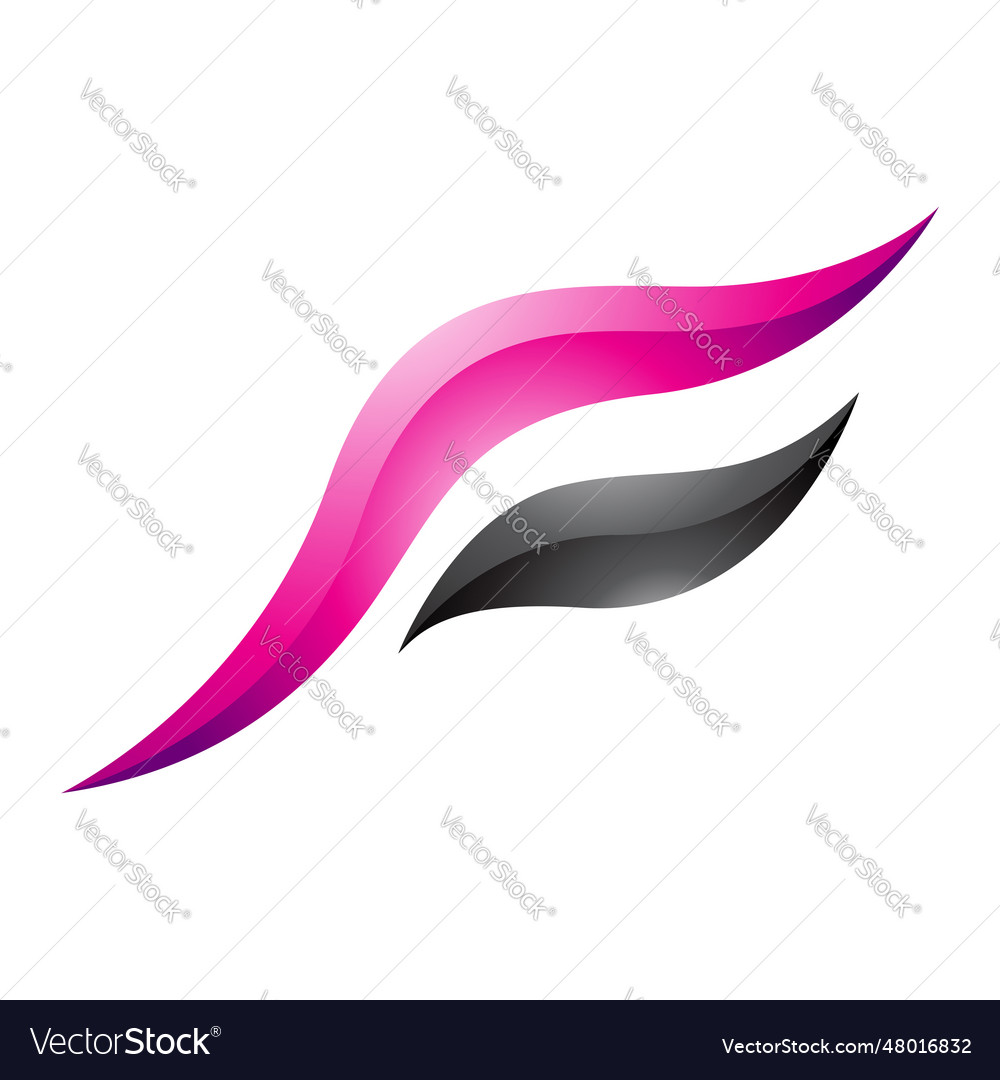 Magenta and black glossy flying bird shaped Vector Image