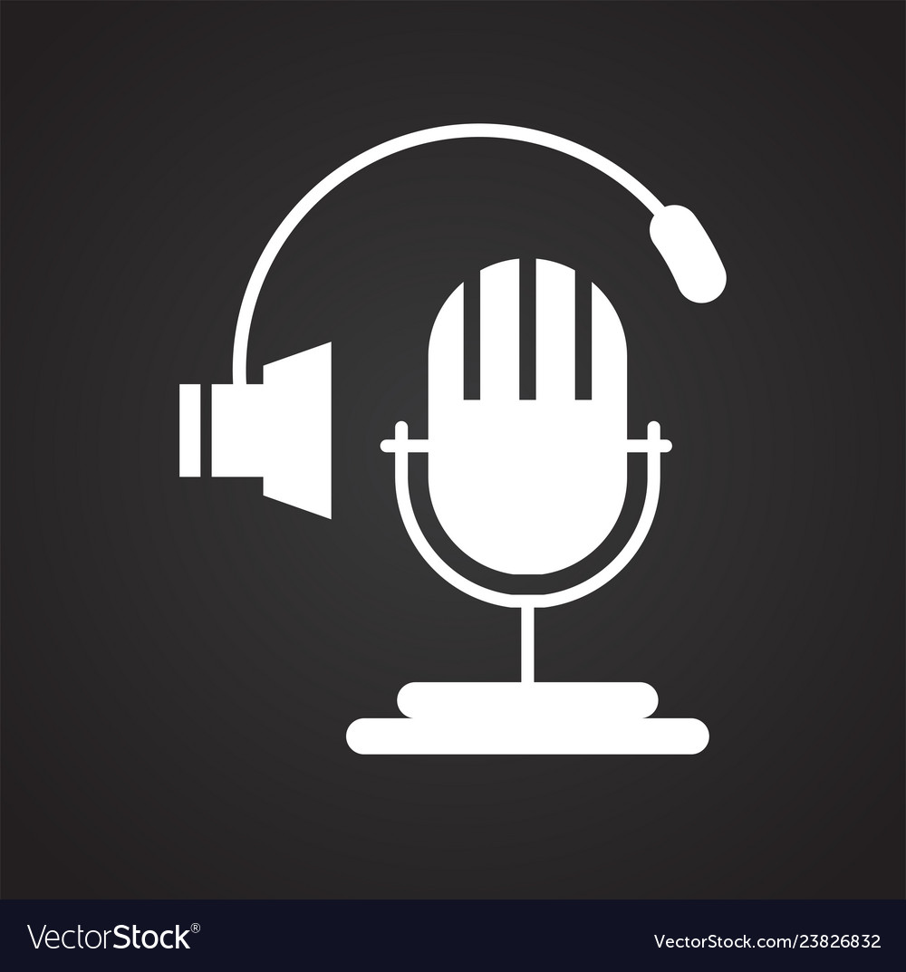 Microphone icon on black background for graphic Vector Image