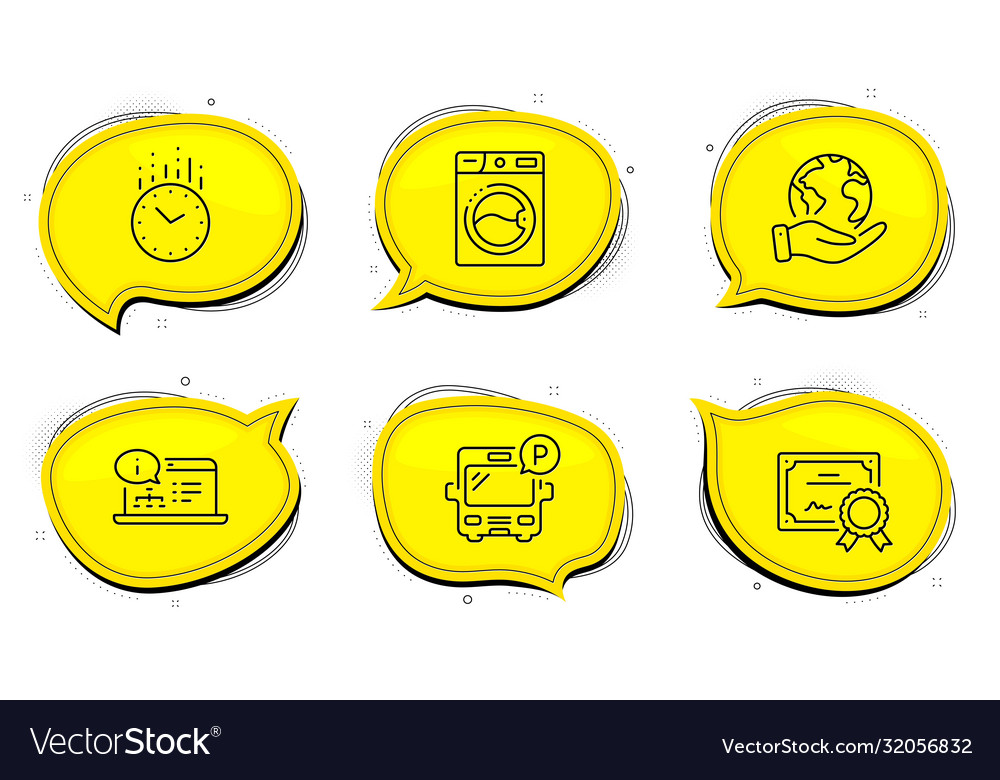 Online documentation time and bus parking icons vector image Online documentation time and bus parking icons
