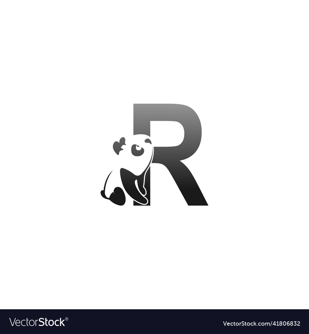 Panda animal looking at the letter r icon