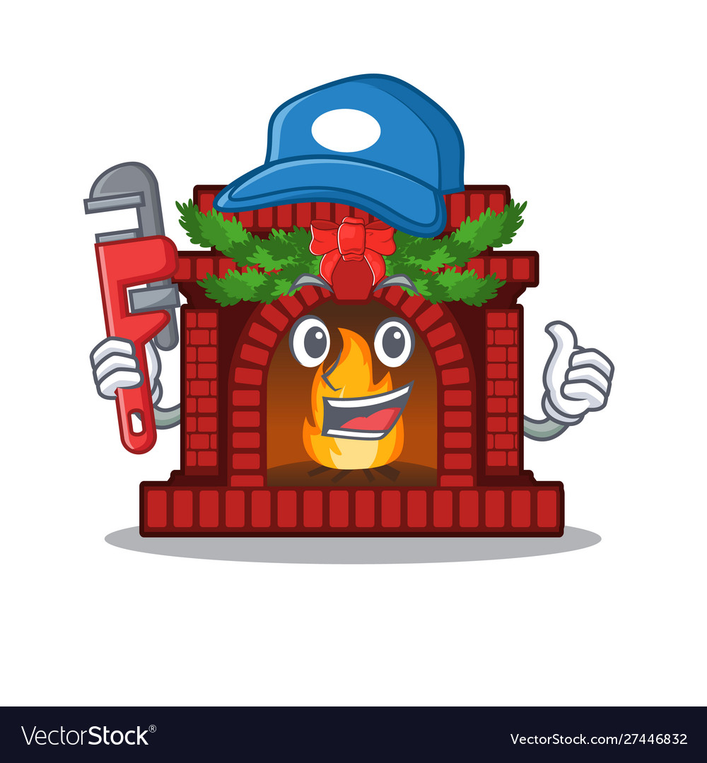 Plumber christmas fireplace on with character