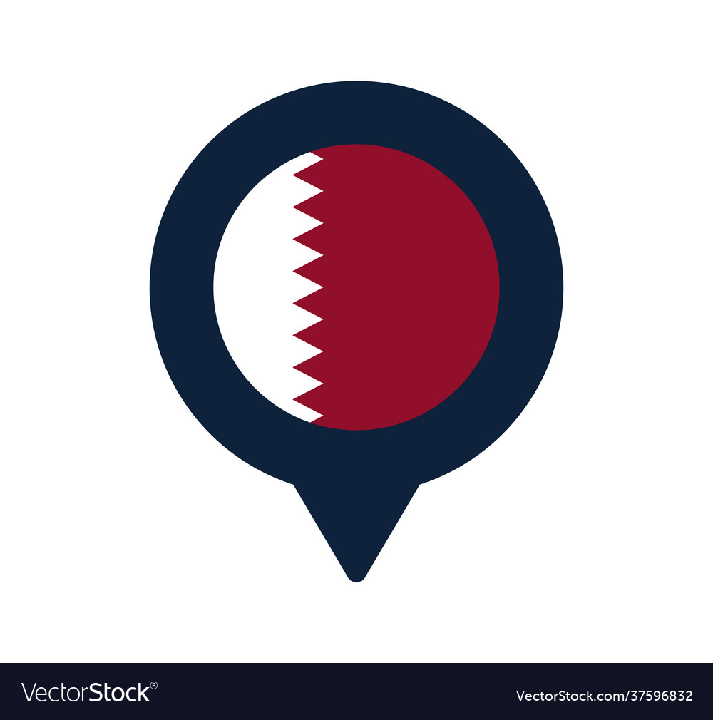 Qatar flag and map pointer icon national vector image Qatar flag and map pointer icon national