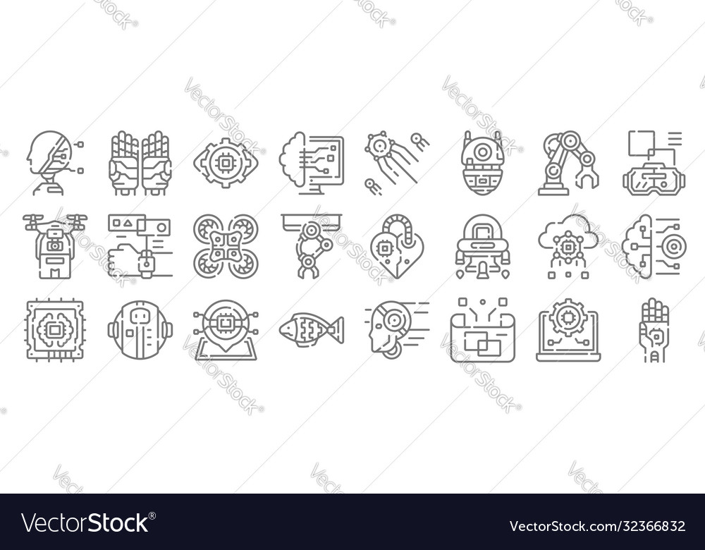 Robotik Linie Icons lineare Set Qualität