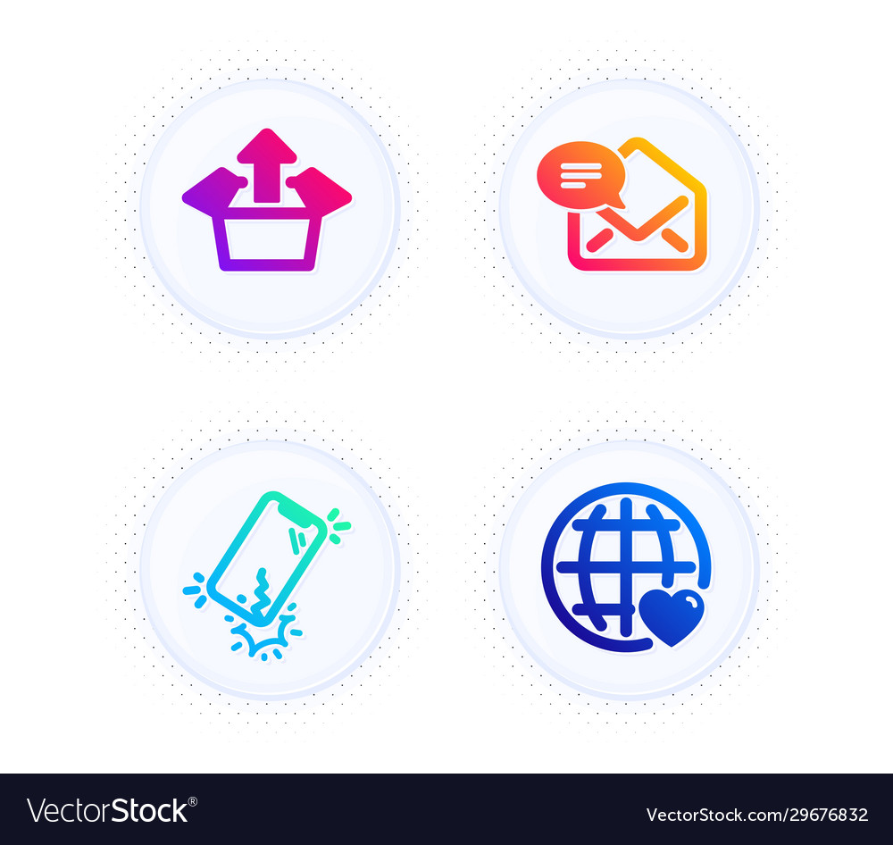 Send box new mail and smartphone broken icons set vector image Send box new mail and smartphone broken icons set