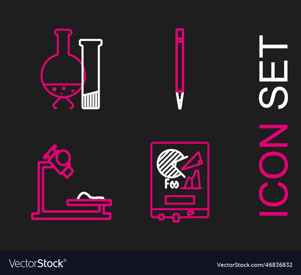 Set line board with graph chart microscope Vector Image Set line board with graph chart microscope