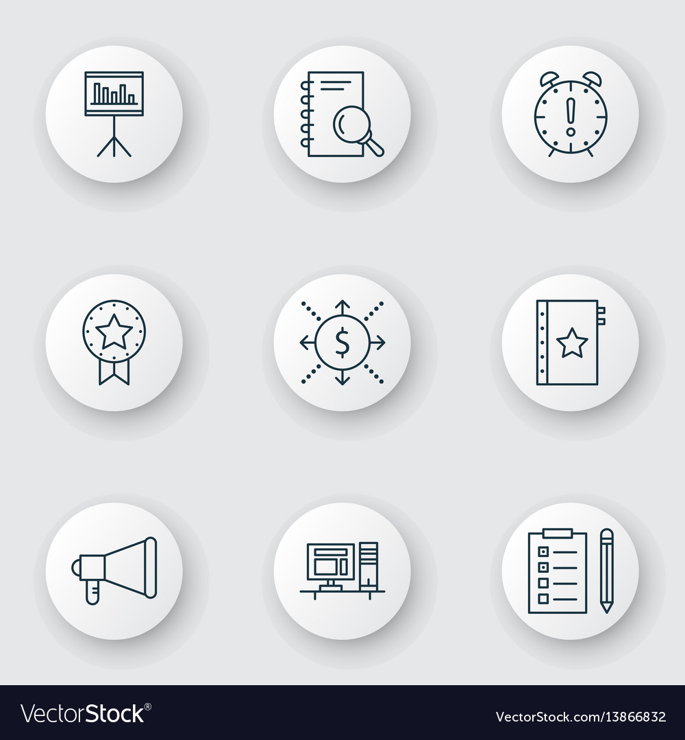 Set of 9 project management icons includes vector image Set of 9 project management icons includes