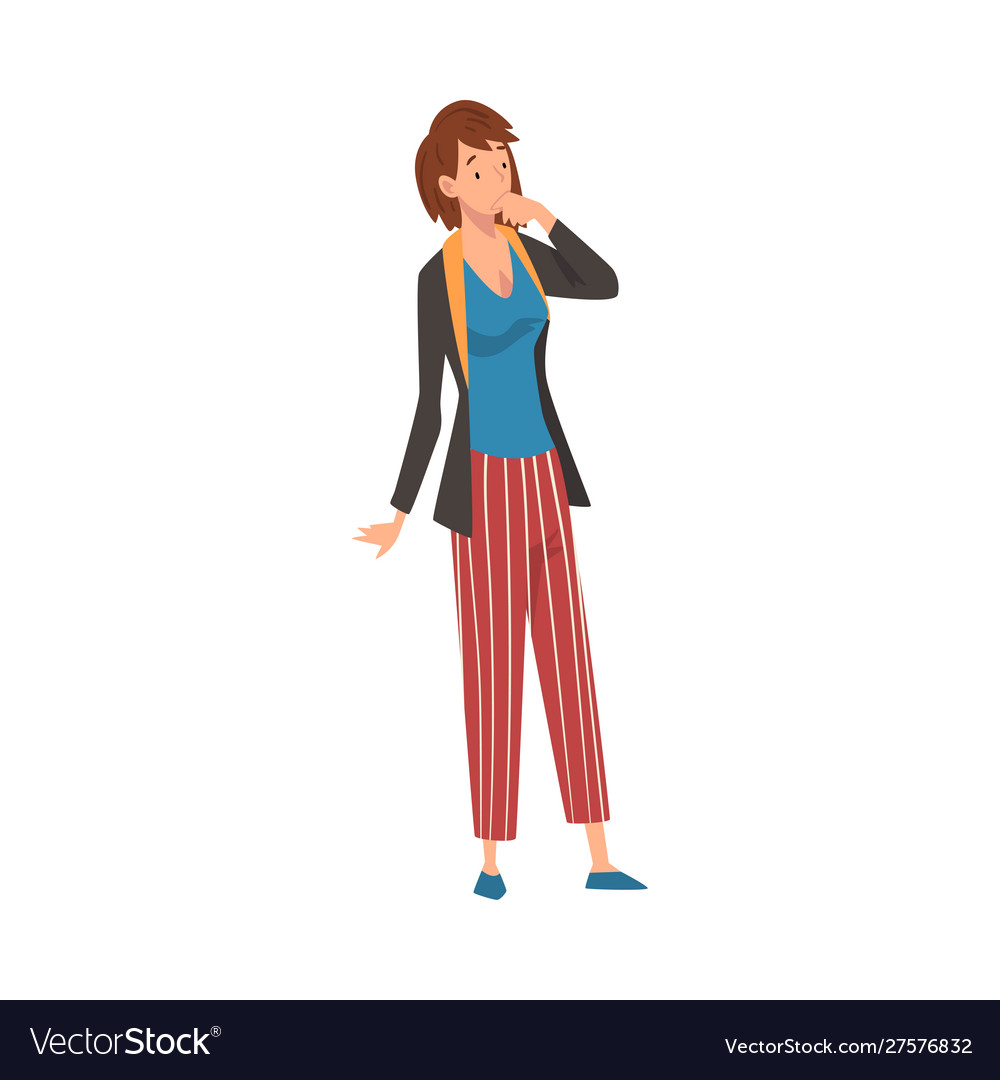Junge Mädchen denkt an etwas Cartoon vector image Junge Mädchen denkt an etwas Cartoon