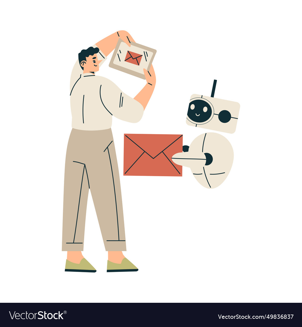 Artificial intelligence with man character receive