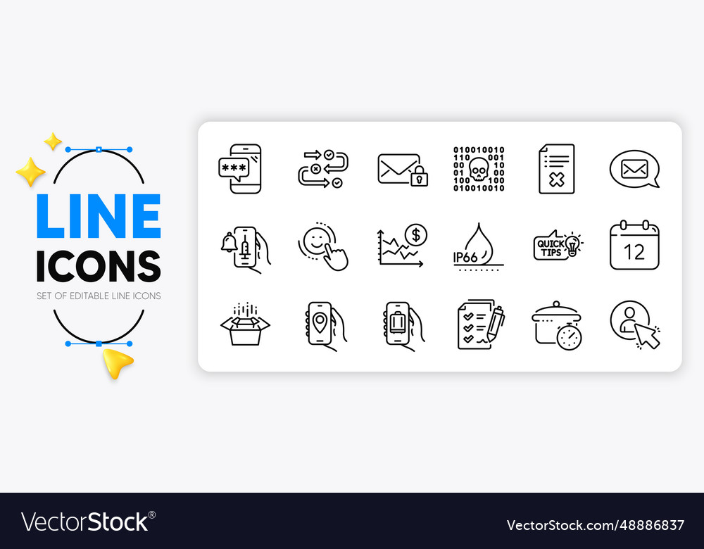 Baggage app annual calendar and user line icons vector image Baggage app annual calendar and user line icons