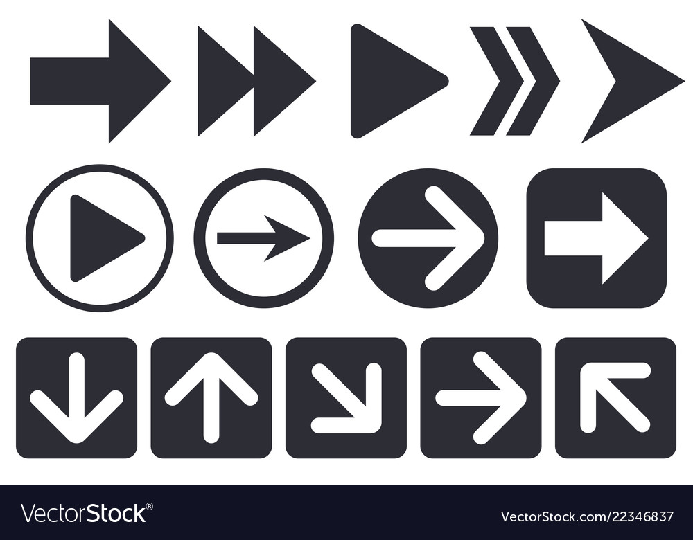 Black arrow icons web flat signs
