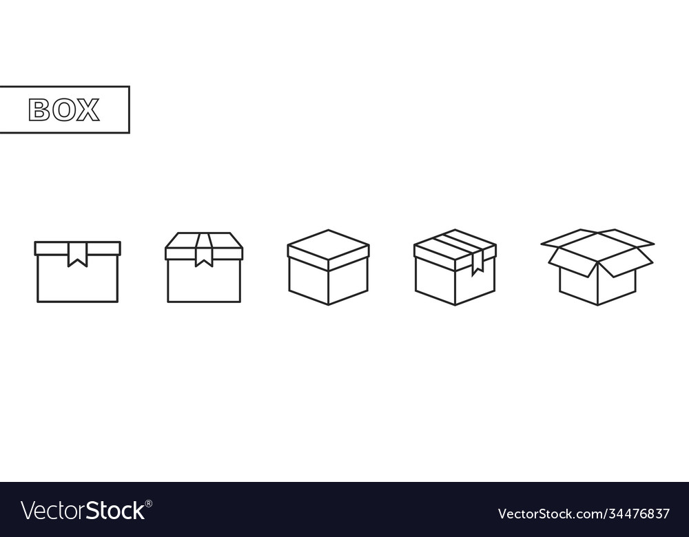 Container box in outline isolated delivery