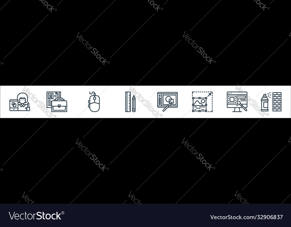 Graphic design line icons linear set quality vector image Graphic design line icons linear set quality