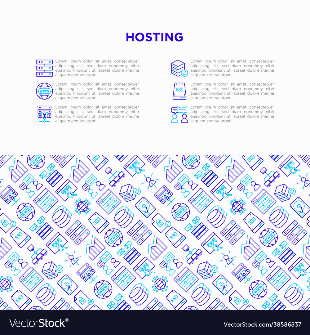 Hosting concept with thin line icons vps