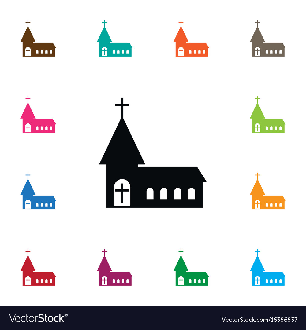 Isolated cross icon chapel element can