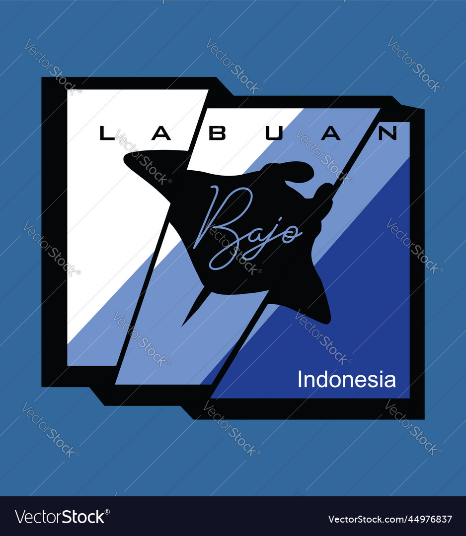 Labuan bajo islands design with stingray Vector Image