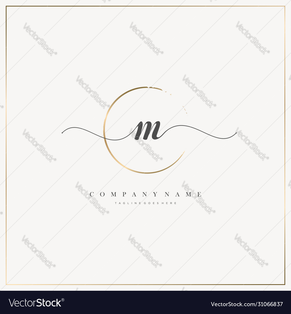 M initial letter handwriting logo hand drawn