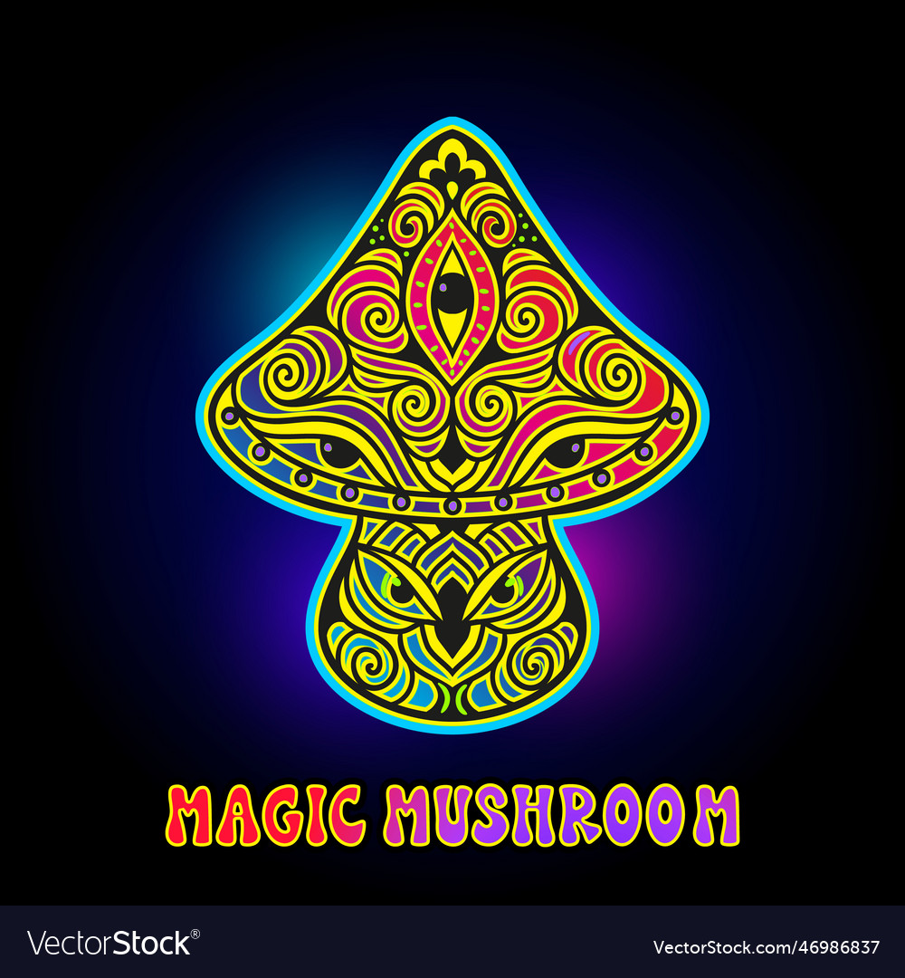 Magic mushrooms psychedelic pattern fluorescent