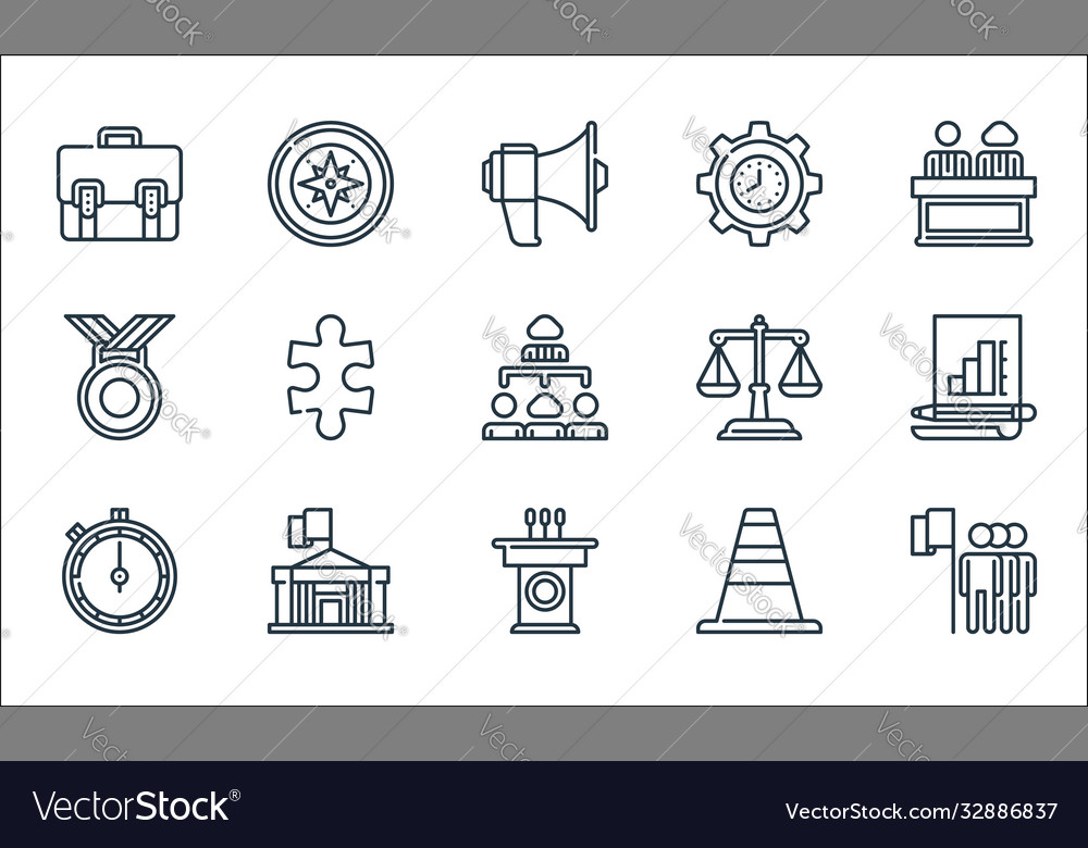 Management line icons linear set quality vector image Management line icons linear set quality