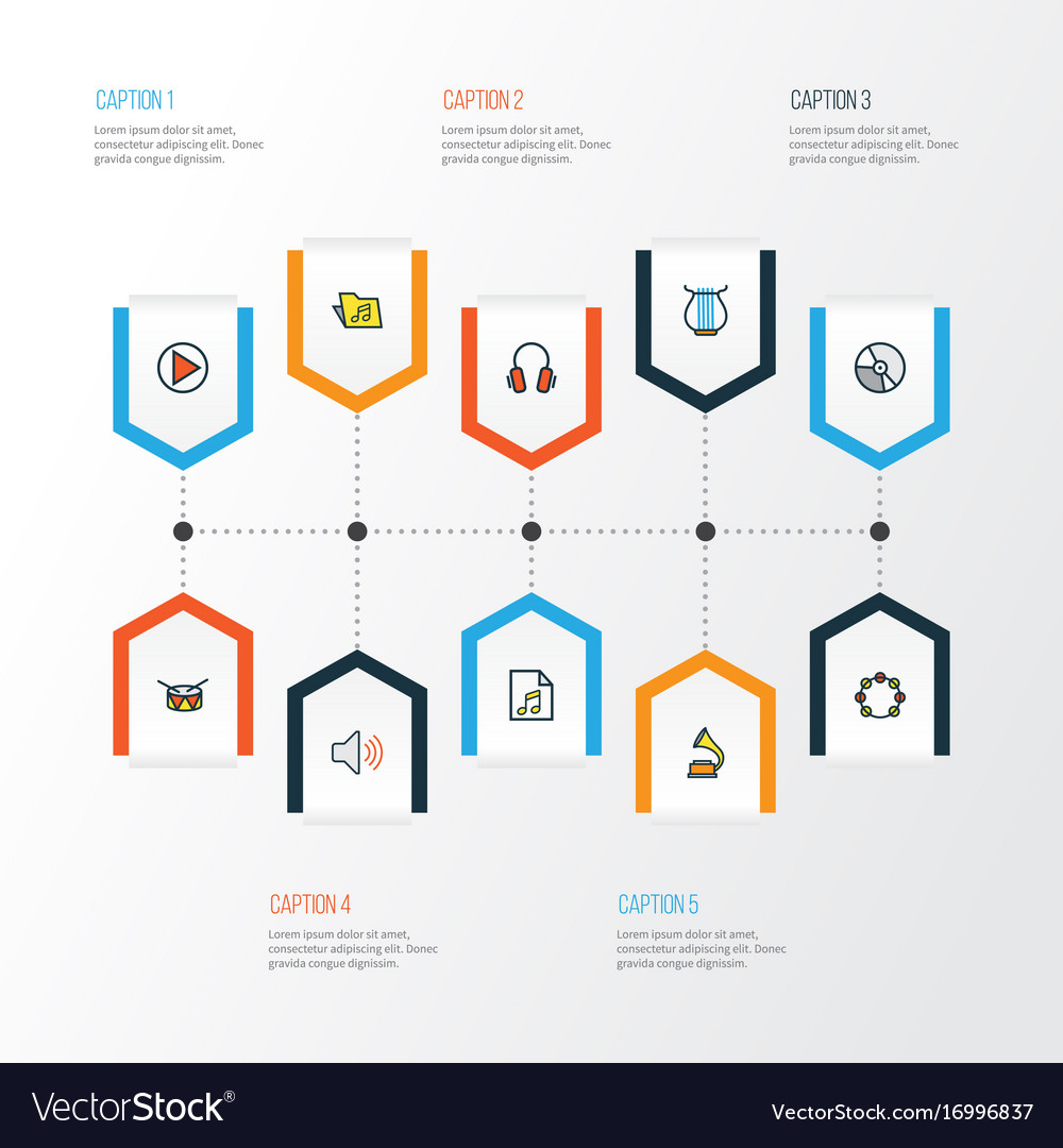 Multimedia colorful outline icons set collection