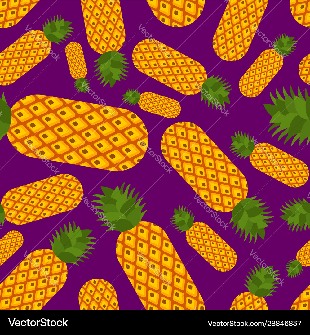 Pineapple pattern seamless ananas ornament exotic Vector Image