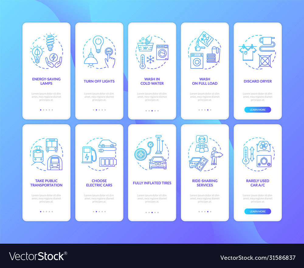 Resource efficiency onboarding mobile app page