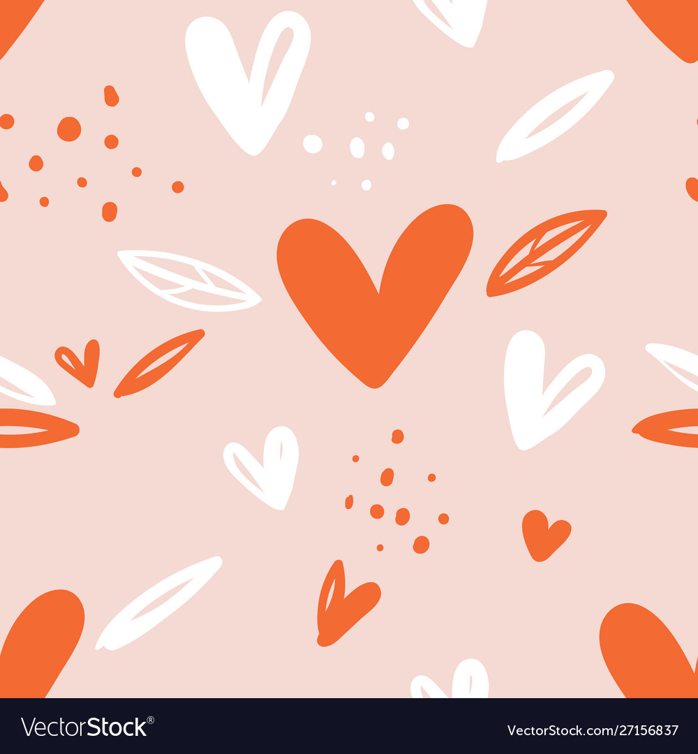 Seamless childish pattern with hand drawn hearts Vector Image