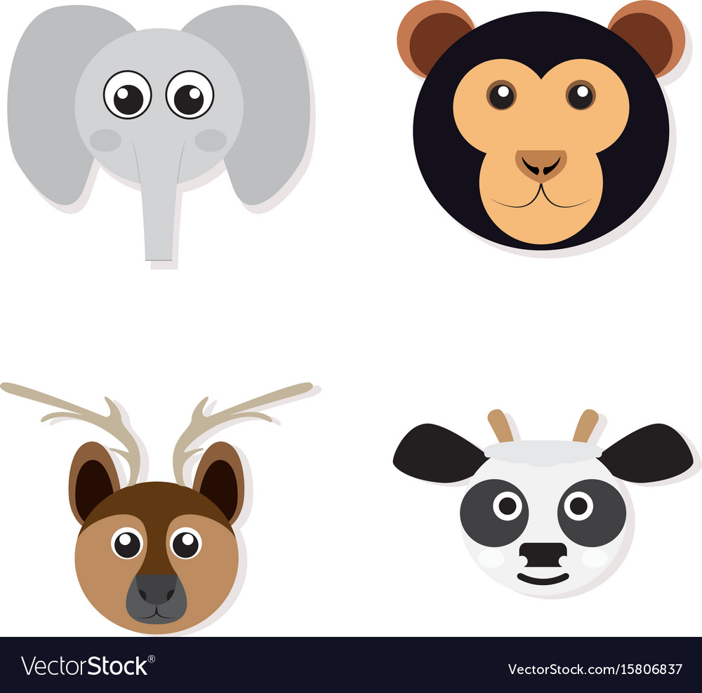 Set of animal faces